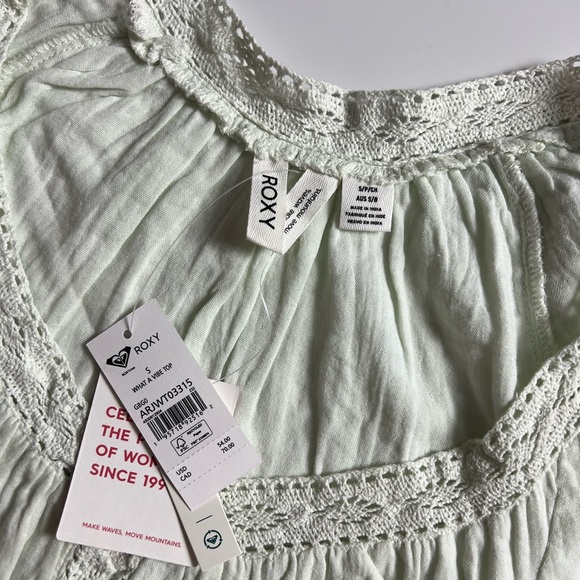 NWT Roxy What A Vibe Cotton Long Sleeve Top, Light Green, Size S - Picture 4 of 4